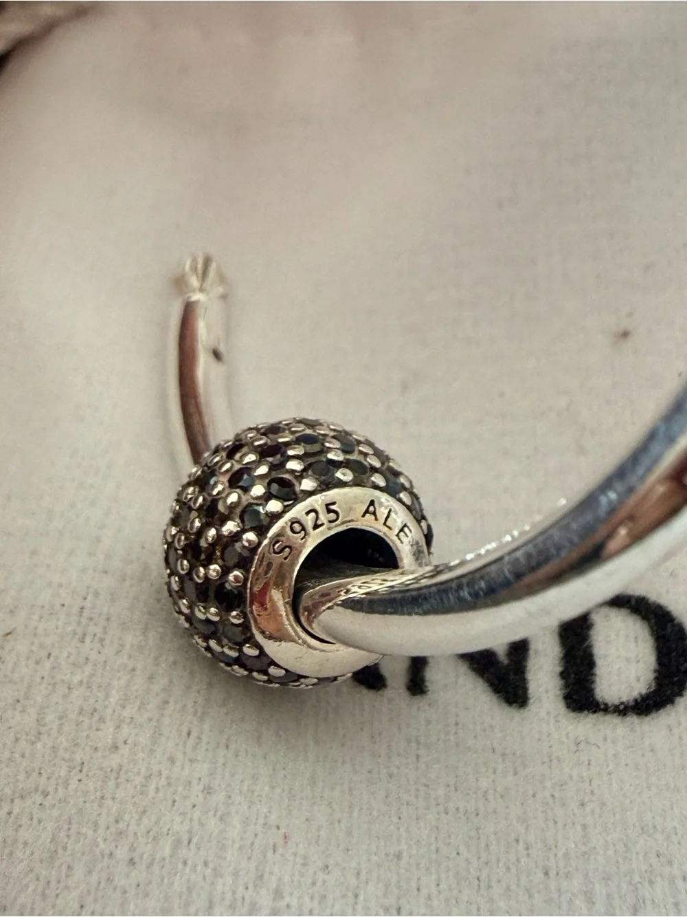 Pandora Silver Pavé Charm in Black and Silver